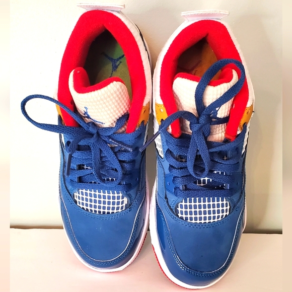 Nike Air Jordan 4 Retro Messy room French Blue Gym Red|Size:3Y - Picture 6 of 13